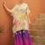 Cream chinnon  kaftan  suit with embroidery, sequins, mirror, gota & tassel work, free size stitched up to 42"