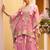 Pink chinnon  kaftan suit with embroidery, sequins, mirror, gota & tassel work, free size stitched up to 42"