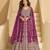 Burgundy chinnon  front cut anarkali lehenga suit  zari embroidery, sequins & mirror work, free size stitched up to 42"