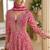 Pink georgette anarkali gown palazzo suit   zarkan, thread embroidery, beads & sequins, free size stitched up to 42"