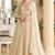 Beige georgette anarkali gown palazzo suit with seroski zarkan, embroidery, beads & sequins, free size up to 42"