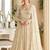 Beige georgette anarkali gown palazzo suit with seroski zarkan, embroidery, beads & sequins, free size up to 42"