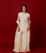 Ivory embroidered tissue sharara
