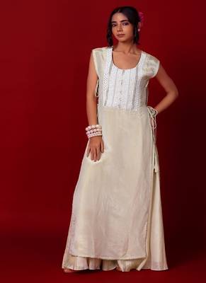 Ivory embroidered tissue sharara 2