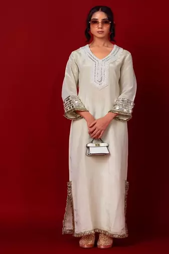 Ivory embroidered tissue dress