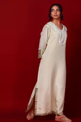 Ivory embroidered tissue dress