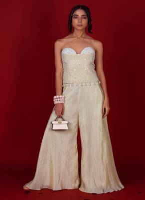 Ivory embroidered tissue co ord set 2