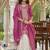 Pink embroidered chinon free size stitched palazzo style salwar suit
