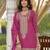 Pink embroidered chinon free size stitched palazzo style salwar suit