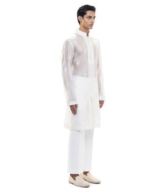 White embroidered organza kurta set 3