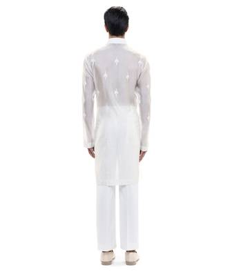 White embroidered organza kurta set 4