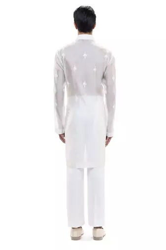 White embroidered organza kurta set