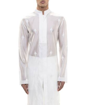 White embroidered organza kurta set 5
