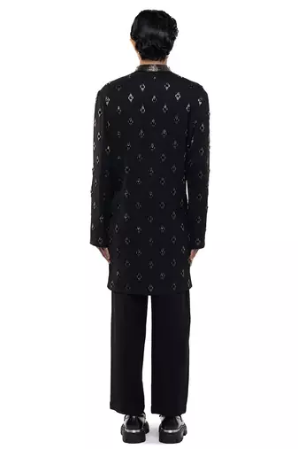 Black embroidered cotton kurta set