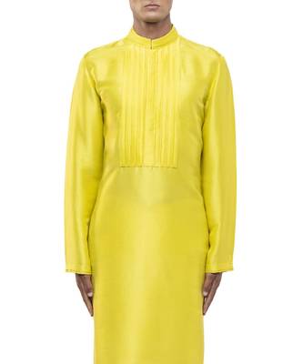Yellow plain silk kurta set 5