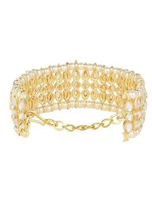 Gold plated traditional ethnic adjustable bracelet for women  3