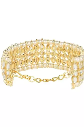 Gold plated traditional ethnic adjustable bracelet for women 
