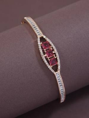 Stylish rose gold plated cubic zirconia american diamond adjustable bracelet for women 1