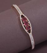 Stylish rose gold plated cubic zirconia american diamond adjustable bracelet for women