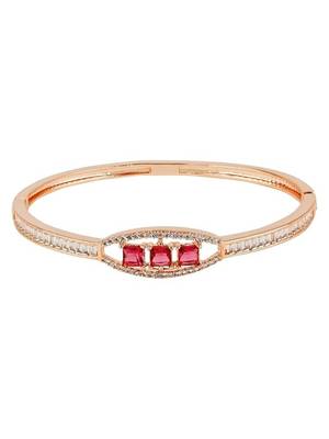 Stylish rose gold plated cubic zirconia american diamond adjustable bracelet for women 2