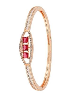 Stylish rose gold plated cubic zirconia american diamond adjustable bracelet for women 3