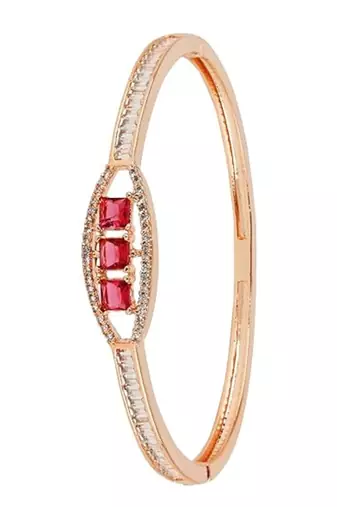 Stylish rose gold plated cubic zirconia american diamond adjustable bracelet for women