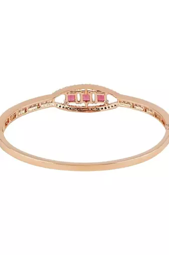 Stylish rose gold plated cubic zirconia american diamond adjustable bracelet for women