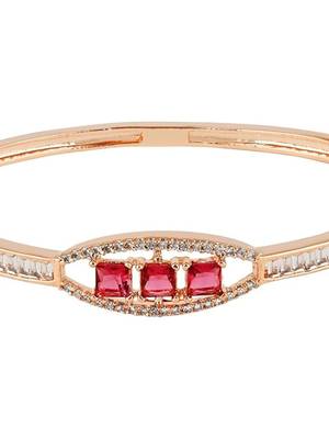 Stylish rose gold plated cubic zirconia american diamond adjustable bracelet for women 5