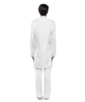 White printed silk kurta set 4