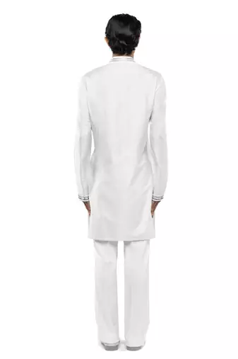 White printed silk kurta set