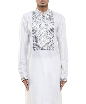 White printed silk kurta set 5