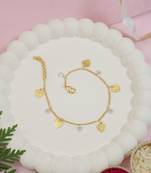 Gold plated heart charm design snake bracelet for women 