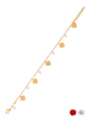 Gold plated heart charm design snake bracelet for women  2