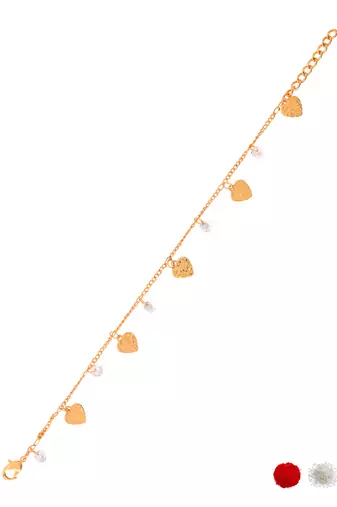 Gold plated heart charm design snake bracelet for women 