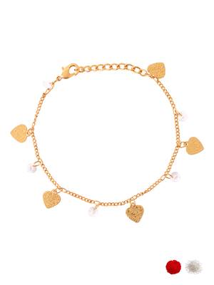 Gold plated heart charm design snake bracelet for women  3