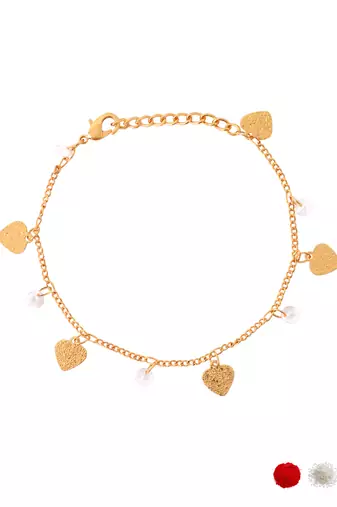 Gold plated heart charm design snake bracelet for women 