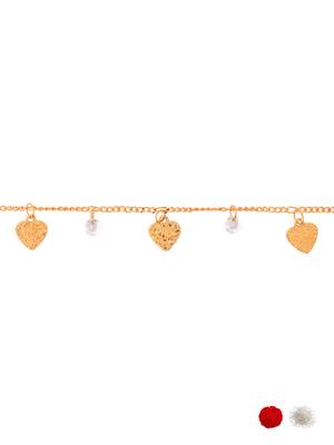 Gold plated heart charm design snake bracelet for women  4