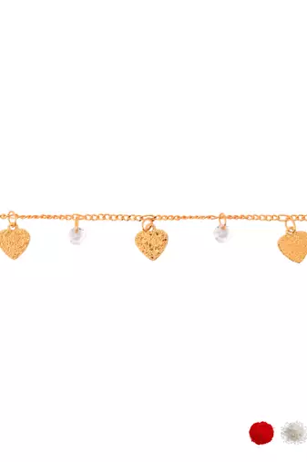Gold plated heart charm design snake bracelet for women 