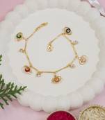 Gold plated evil eye charm design snake bracelet for women 