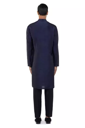 Black embroidered silk kurta set