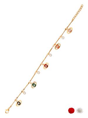 Gold plated evil eye charm design snake bracelet for women  2