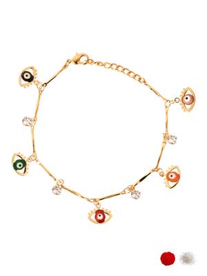 Gold plated evil eye charm design snake bracelet for women  3