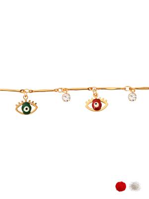 Gold plated evil eye charm design snake bracelet for women  4