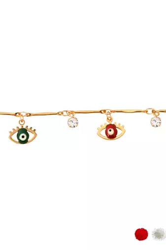 Gold plated evil eye charm design snake bracelet for women 