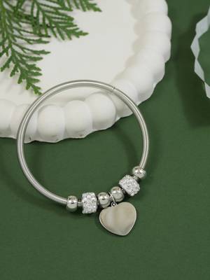 Silver plated charm design snake bracelet with crystals for women  1
