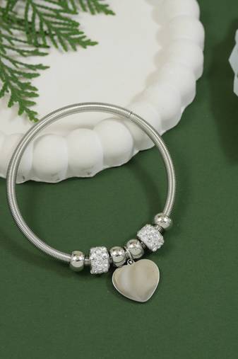 Silver plated charm design snake bracelet with crystals for women (adb564)
