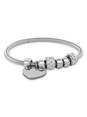 Silver plated charm design snake bracelet with crystals for women  3