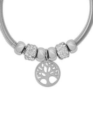 Adjustable tree of life charm design snake bracelet in silver tone for women  4