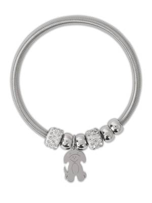 Adjustable dog charm design snake bracelet in silver tone for women  2