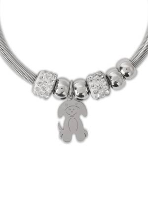Adjustable dog charm design snake bracelet in silver tone for women  4